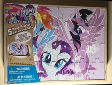 My Little Pony 5 Wood Puzzles Storage Box Tray Educational Learn Jigsaw Kids New