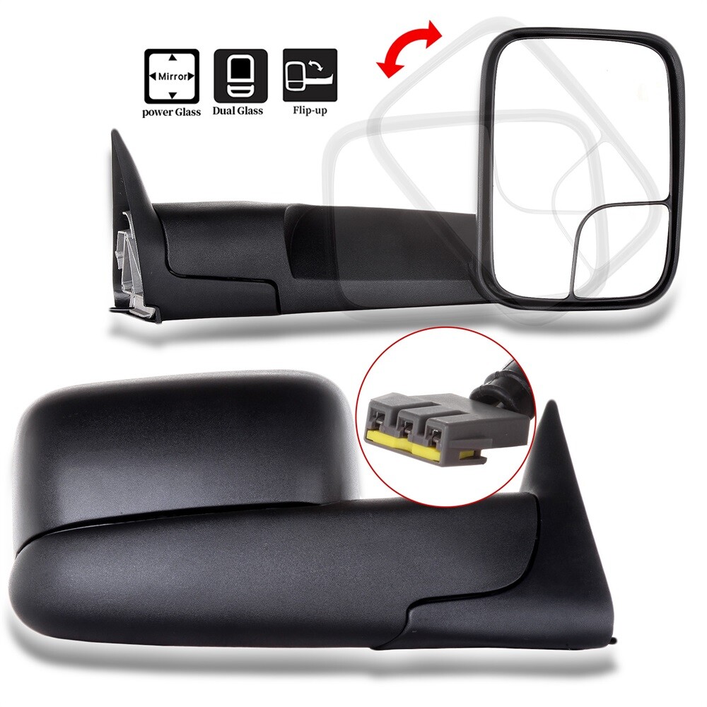 For 1994-1997 Dodge Ram 1500 2500 3500 w/Brackets Power View Towing Mirrors Pair