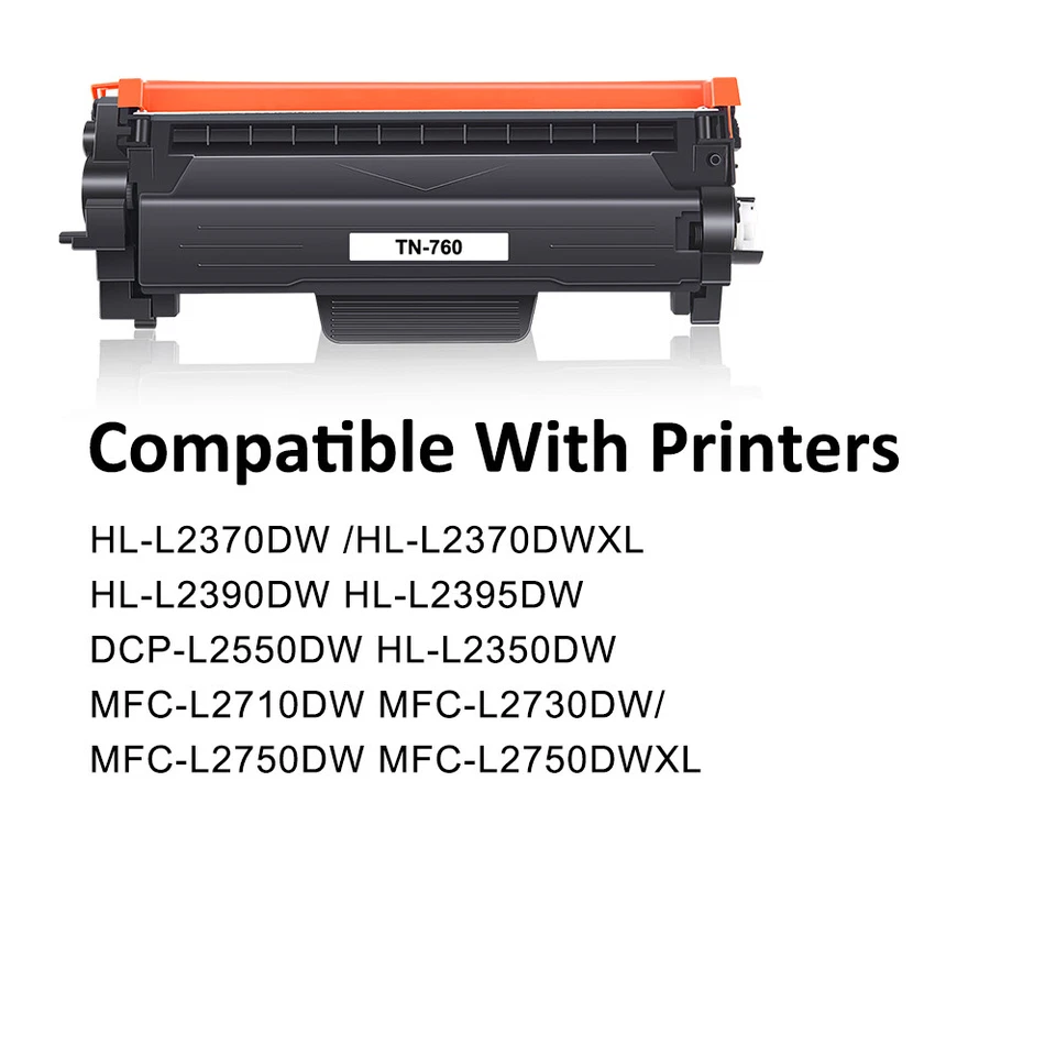 2x TN760 Toner Cartridge for Brother MFC-L2710DW L2390DW MFC-L2717DW DCP-L2550DW - Image 2 of 4