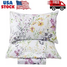 Floral Queen Size Sheet Sets - Yellow Wild Flower Botanical Pattern Egyptian ...