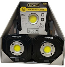 New Defiant 600 Lumens 3-Pack Utility Lights with Magnetic Hook