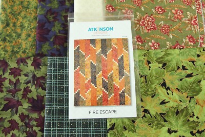 Atkinson Designs Fire Escape Quilt Kit Lap 60'' x 72'' Fall Prints + Easy Pattern