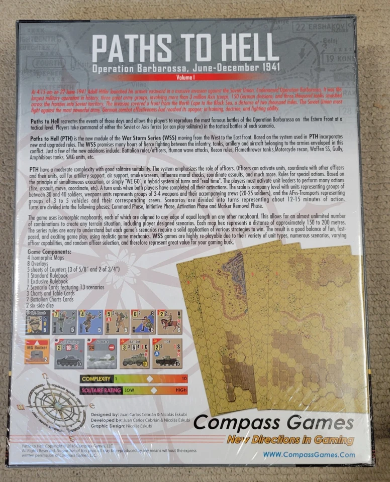 PATHS TO HELL: Operation Barbarossa June-December 1941 (Compass Games, OOP NEW) - Image 2 of 2