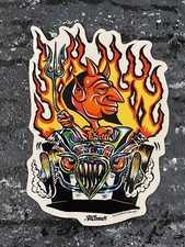 Von Franco Hot Rod Devil Retro Hotrod Art Sticker Decal 2007