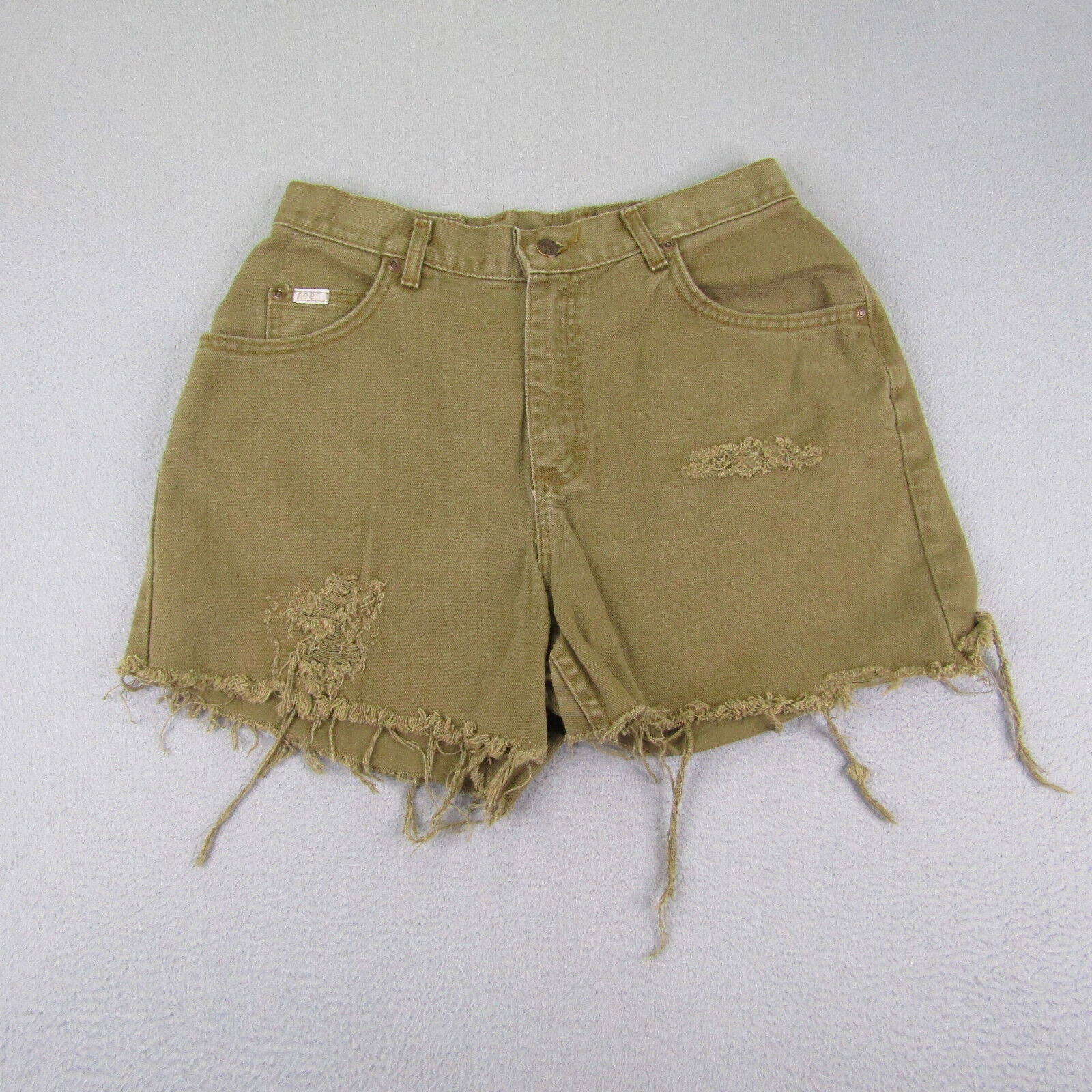 Vintage Lee Jean Shorts Women 12 Brown Denim Dist… - image 1