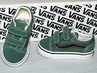 Vans OLD SKOOL V Rau UP Leder Canvas Kinder Schuhe Sneaker EU 21 DUCK Grün Black