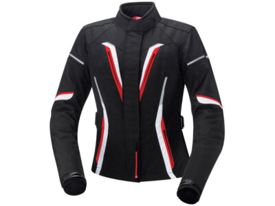 iXS Textiljacke Damen Rina | Schwarz-Weiß-Rot | Motorradjacke aus Polyester
