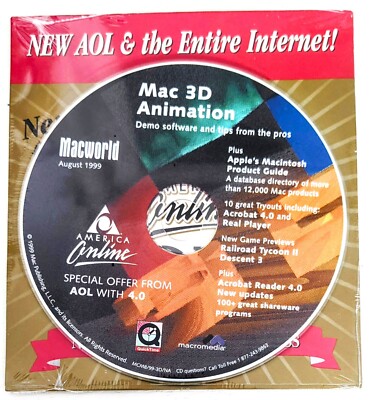 MAC 3D America Online Collectible / Install Disc, Vintage AOL CD version 4.0!