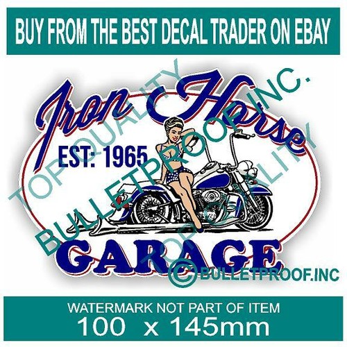 IRON HORSE GARAGE DECAL STICKER MOTORBIKE CHOPPER HOTROD VINTAGE DECALS
