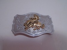 Bucking Bronco BELT BUCKLE Western Horse Cowboy Jeans Ranch Rodeo Silver Tone