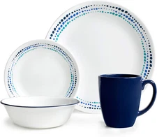 Dinnerware Set 16 Pc Round Dinner Dish Kit for 4 Home Kitchen Dining Dishware