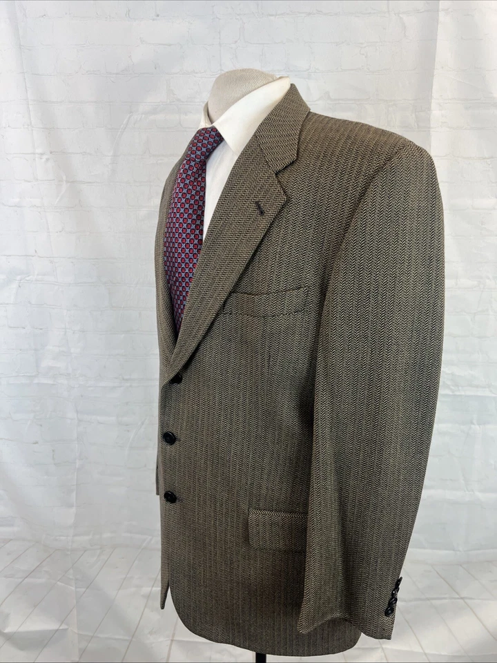 Joseph Abboud Men's Beige Herringbone Blazer Wool 42R $695 - Изображение 3 из 4
