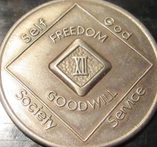 12 Year Narcotics Anonymous NA Medallion Dark Coin 1996 WSO Series Token