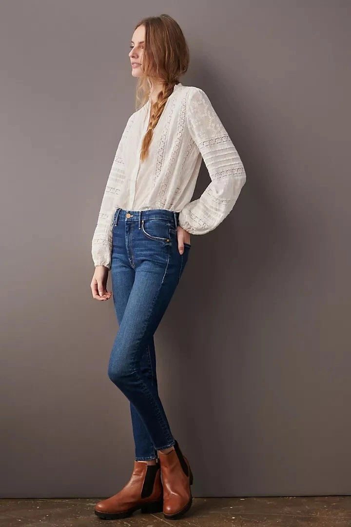 NWT Mother Denim High Waisted Looker Skinny Until Next Time Sz 25