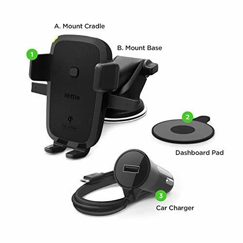 iOttie Easy One Touch Qi Wireless Fast Charge Universal Car Mount for Qi Enabled - Image 4 of 4