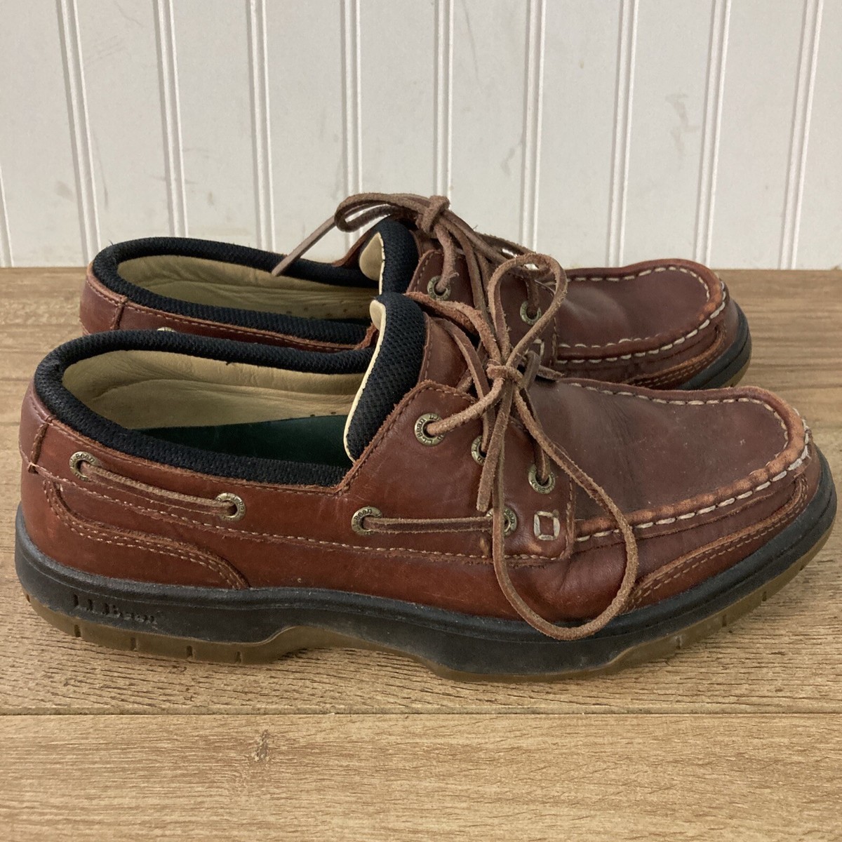 LL Bean Camp Moc Handsewn Moccasins Boat Deck Shoe Leather Men's