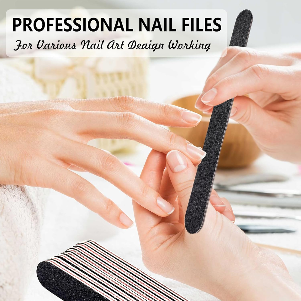 13 Pcs Nail File 100/180 Grit Nail Files Bulk Nail Files for Natural
