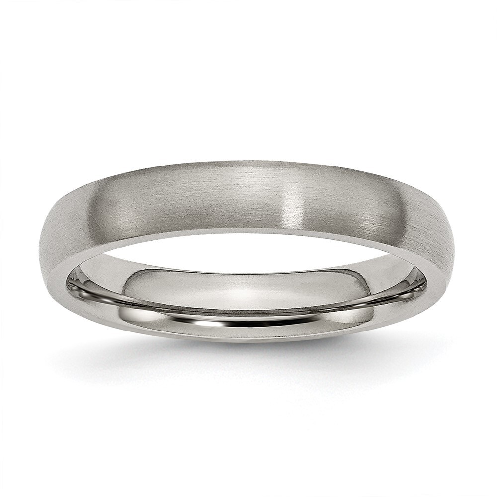 Titanium Brushed 4mm Half Round Band Ring Size 7 for Men 2.16gm