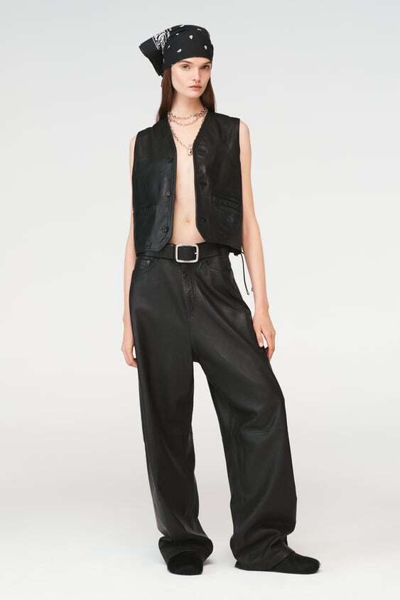 Real Leather Waistcoat Classic Black Lambskin Button Western Women