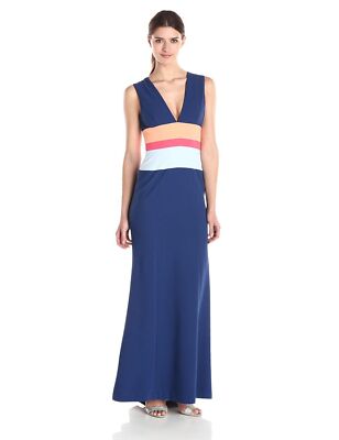knee length dresses for ladies BCBG Max Azria Viviane Blue Beaded Collar Halter Evening Dress Formal –  Queen City Resale main image 0