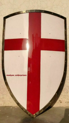 Medieval Crusader Shield Battle Knight Warrior Shield Templar Red Cross Design