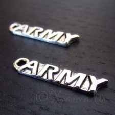 Army Charms - 24mm Antiqued Silver Plated Pendants C0937 - 10, 20 Or 50PCs