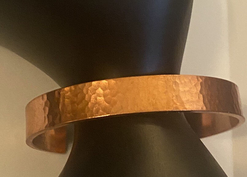 JS Brana Artisan Signed Solid Hammered Copper Cuf… - image 7