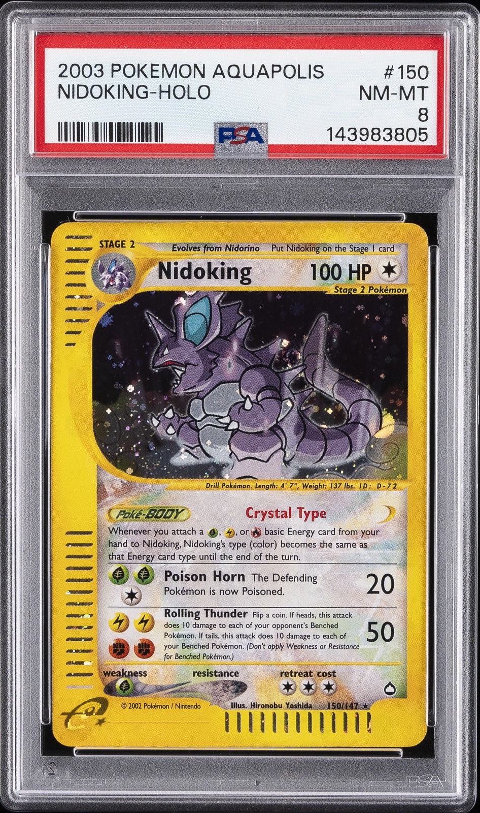 2003 POKEMON AQUAPOLIS #150 NIDOKING-HOLO PSA 8