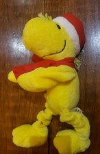 Peanuts for Pets 12" Holiday Woodstock Santa Hat & Scarf Plush Dog Toy Squeaker