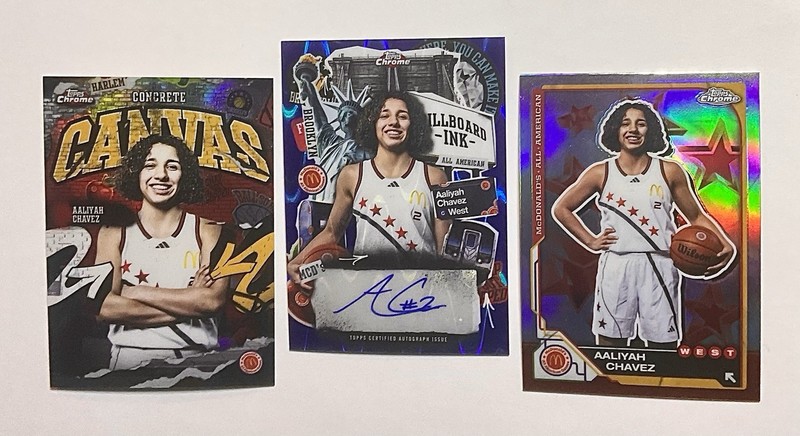 3 2025 Topps McDonald’s Aaliyah Chavez Lot RC Auto Concrete Canvas & Refractor
