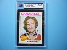 1975/76 O-PEE-CHEE NHL HOCKEY CARD #278 BOB GAINEY VG/EX KSA AUTO AUTOGRAPH OPC