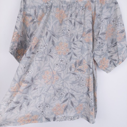 Next Morris & Co Talla 14 Gris Manga Corta Top Blusa Botón Frontal Floral - Imagen 12 de 13
