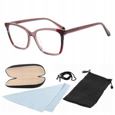 Damen Brille Rectangular Full Rim Fashion Rot Transparent Neu