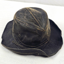 DPC Dorfman Pacific Men's Weathered Cotton Outback Hat Distressed Brown Size L