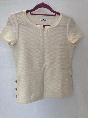 Courreges cream-colored short-sleeved knit top size 38