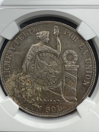 NobleSpirit 1894 Guatemala Peso 1/2 R C/S on Peru Sol 1887TT C/S AU STD NGC AU58 - Picture 5 of 7