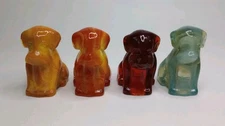 Degenhart SLG Glass Pooch Lot of 4 Amberina Buttercup Bittersweet Blizzard- Glow