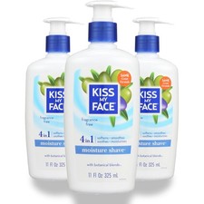 Kiss My Face 4 In 1 Moisture Shave Fragrance Free 11 Oz Olive Oil 3 Pack
