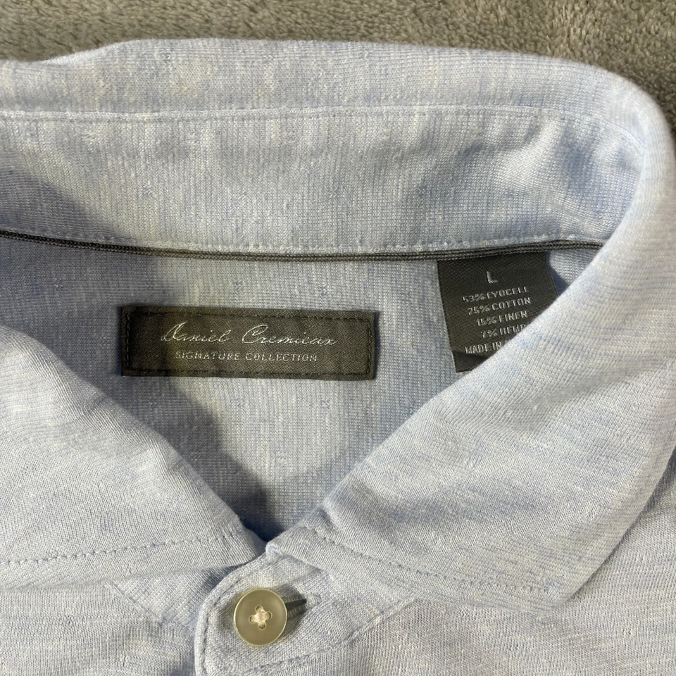 Daniel Cremieux Shirt Mens Large Blue Linen Hemp Signature Collection  Casual - Image 3 of 4