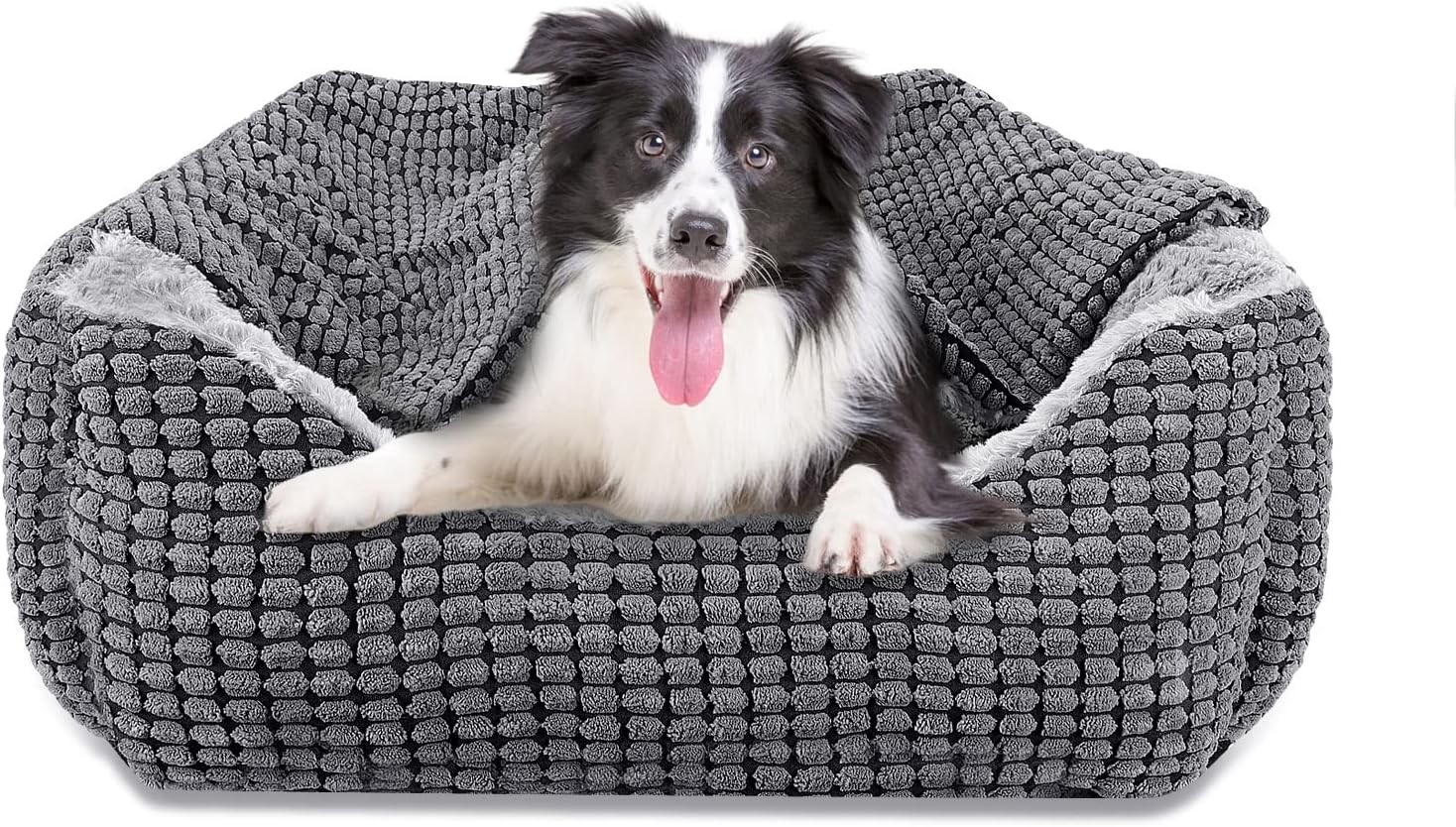 JOEJOY Rectangle XL Dog Bed Warm Hooded Dog Bed, Luxury Super Soft Pet Cave Bed