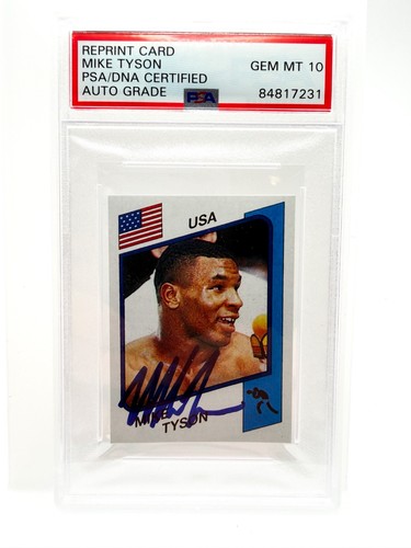 Mike Tyson Auto 1986 Panini Supersport Rookie Reprint RC 153 Auto 10 PSA/DNA