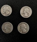 Lot Of 4-1944 Washington Silver Quarter No Mint Mark