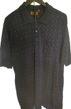 Tasso Elba Performance Golf Navy Check Polo Size M Short Sleeve Collared Shirt