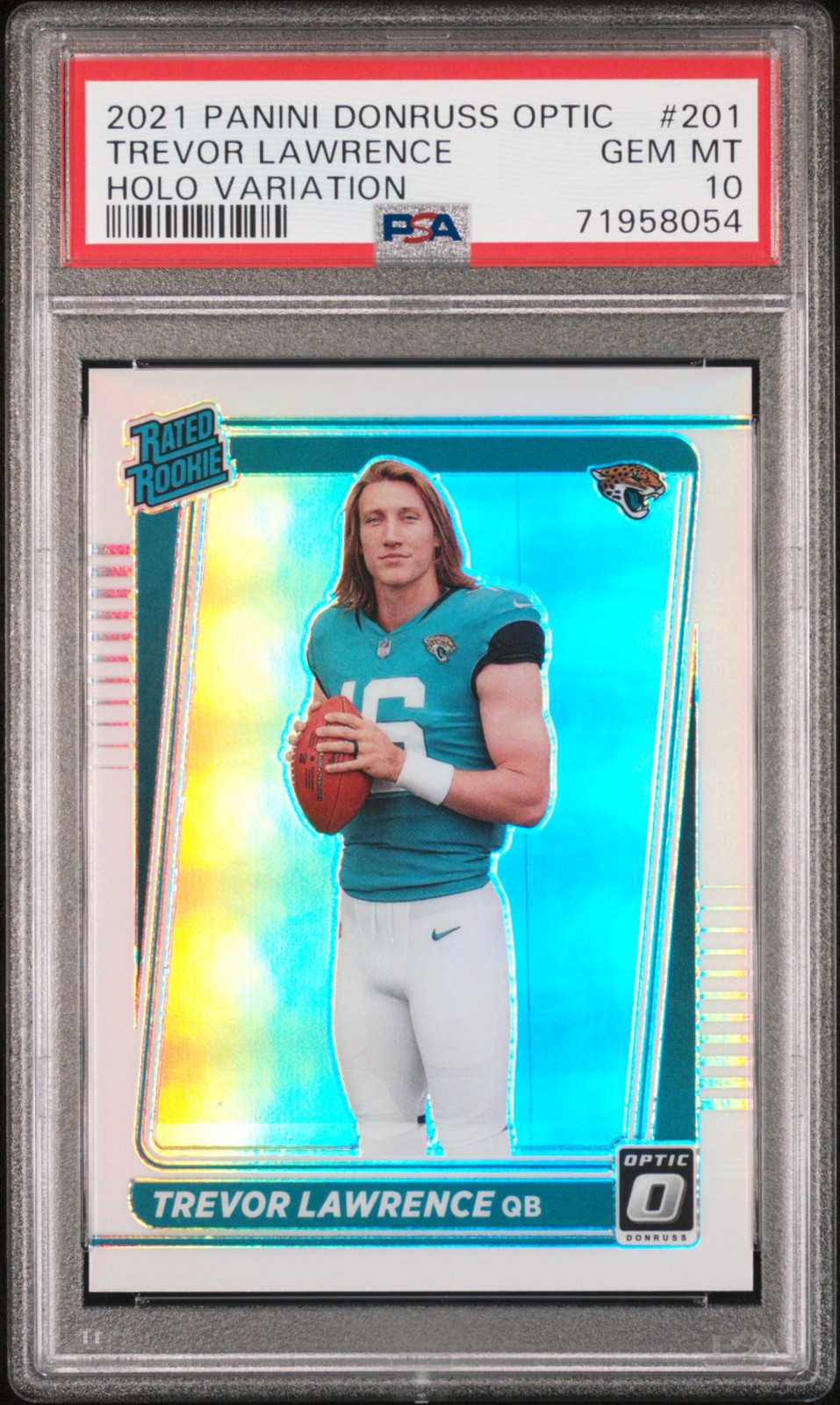 2021 PANINI DONRUSS OPTIC HOLO VAR #201 TREVOR LAWRENCE ROOKIE RC PSA 10