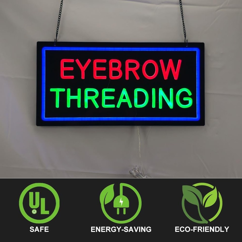 Eyebrow Threading Neon Sign for Wall Decor, LED Neon Sign for Beauty ...