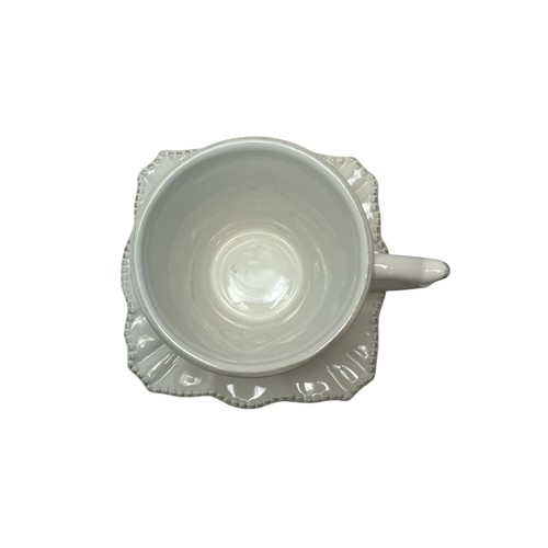 Anthropologie Antique French Style Tea Cup And Saucer Fleur De Lys Vintage - Imagen 3 de 6
