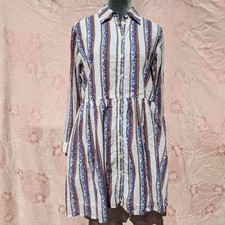 Oliphant Tuckernuck Shirt Dress Large Haveli Peri Cotton Voile Block Print Boho