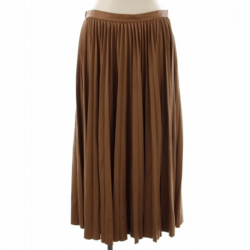 Martinique Womens Brown Faux Leather Pleated Maxi Skirt Size 2