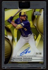 Jackson Chourio 2025 Topps Chrome Black Autographs Gold Refractor 24/50 #CBA-JC
