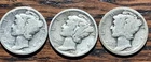 3 BETTER GRADE & DATES SILVER MERCURY WINGED LIBERTY DIMES 1927d, 1928 & 1931d